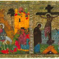 Оклад одной из досок «праздничного» ряда. Праздничный ряд. Софийский собор в Новгороде