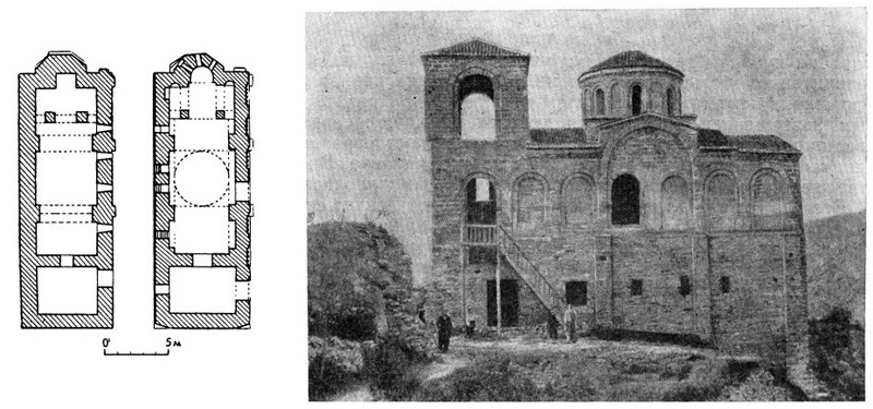 Асеновград. Асенова церковь, XII в. Планы и общий вид с юга