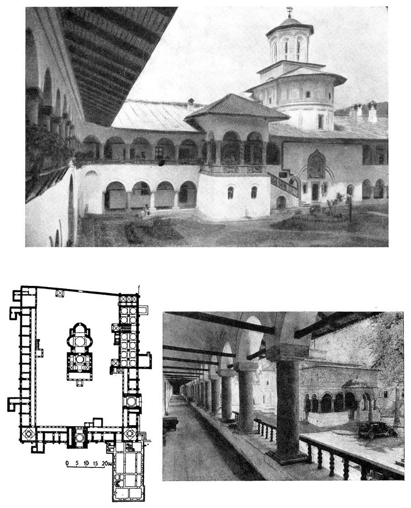 Монастырь Хурез в области Питешти, конец XVII в. Монастырский двор, генеральный план, дворовая галерея