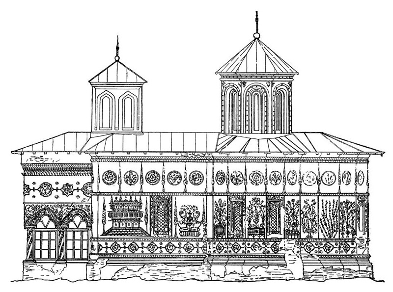 Монастырь Фундений Доамней близ Бухареста. Церковь, 1699 г. Южный фасад
