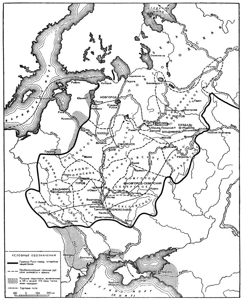 Карта Руси периода феодальной раздробленности (XII—XIII вв.)
