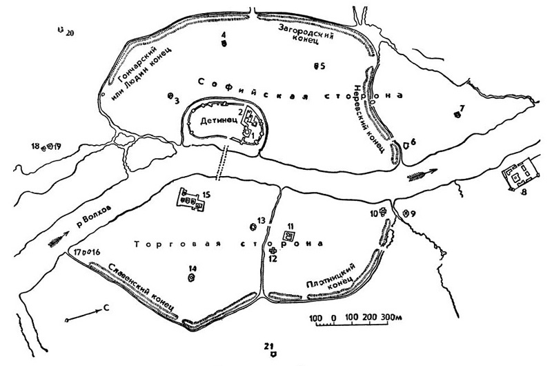 План древнего Новгорода