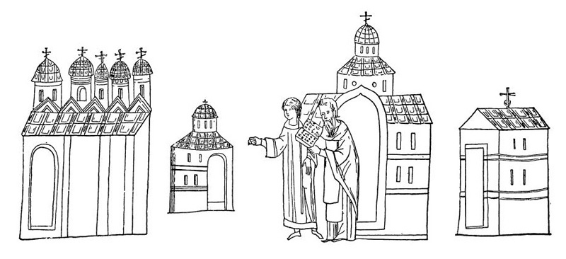 Изображения деревянных церквей в рукописи «Житие Бориса и Глеба» XIV в.