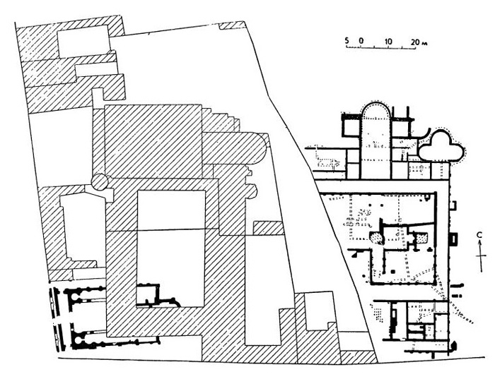 Равенна. План двух византийских дворцов около церкви Аполлинария, VI—VIII вв.