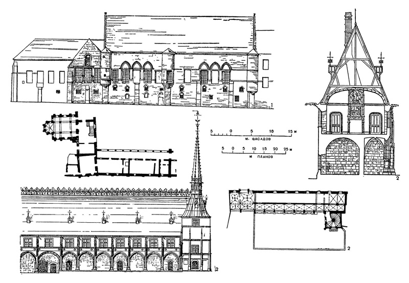 Лан. Епископский дворец (ныне Дворец правосудия), XII—XIV вв. (1); Нанси. Дворец герцогов Лотарингских (2)