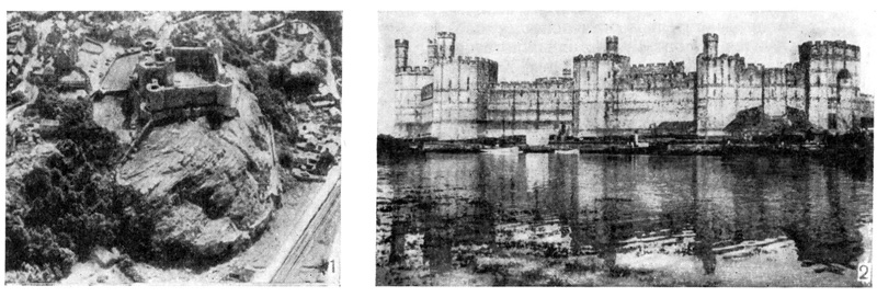 Замки: 1 — Харлех, 1285—1290 гг.; 2 — Карнарвон, 1285—1322 гг.