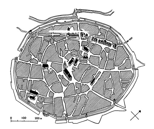 Нордлингер. План города, XIII—XIV вв.