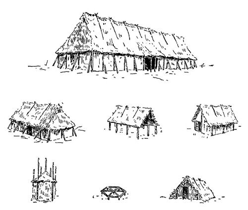 Типы хозяйственно-бытовых строений раскопанного поселка Хоенроде