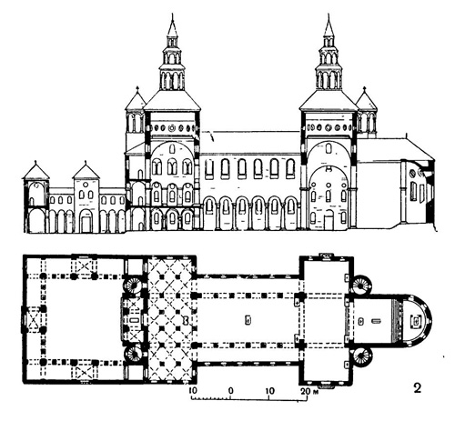 Сен Рикье. Монастырская церковь («Центула»), около 800 г.: реконструкция Эффмана