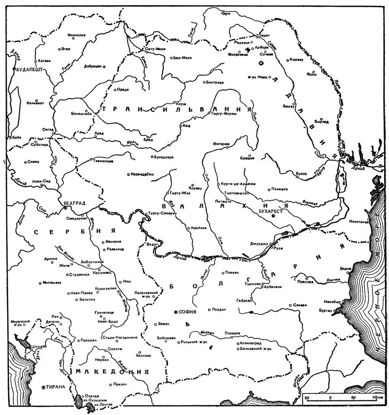 Карта придунайских стран (в современных границах)