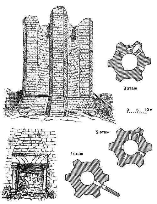 Конисборо. Цилиндрический донжон замка, 1185— 1190 гг.