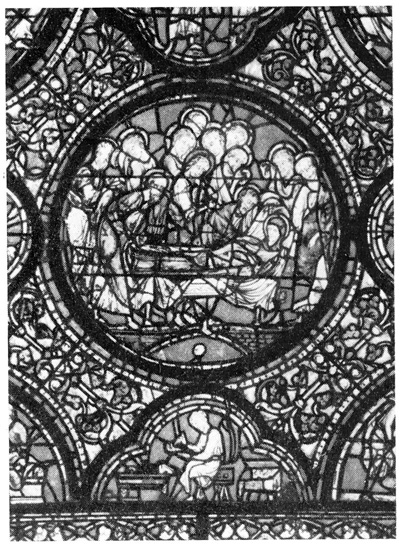 Шартр. Собор. Витражи: нижняя часть окна южного фасада (Успение), начало XIII в.