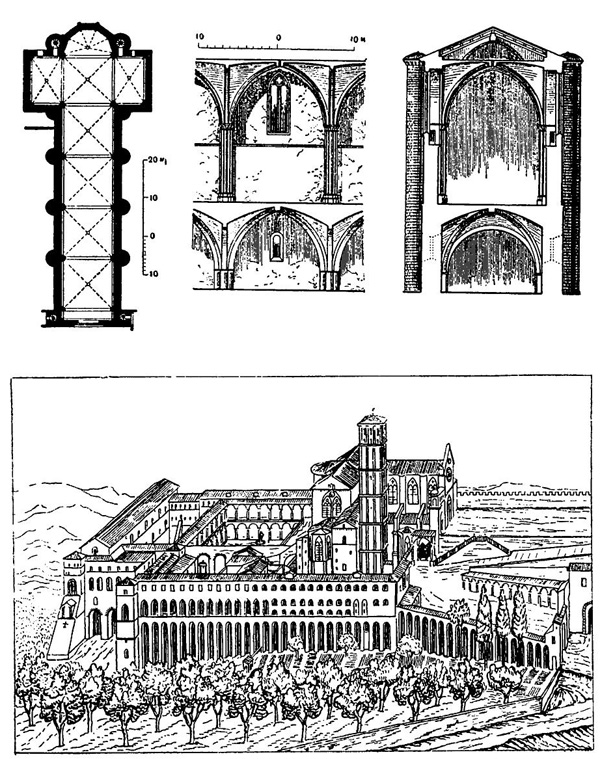 Ассизи. Монастырский комплекс Сан Франческо, начат в 1228 г.