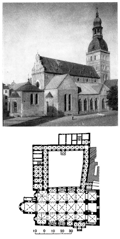 Рига. Домская церковь, начата в 1211 г., добавления и перестройки XIV, XV, XVI, XVIII вв.